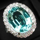 Vibrant Sky Blue Aquamarine 13.10Ct 925 Sterling Silver White Gold Ring Size 6.5