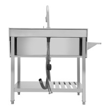 Single Bowl Kitchen Sink, Stainless Steel Sink,Kitchen Sink with Pull-Out Faucet