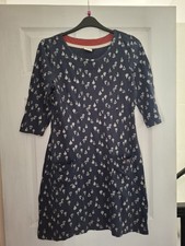 Ladies Size 12 WEIRD FISH blue & White Printed Cotton Dress With Pockets Vgc