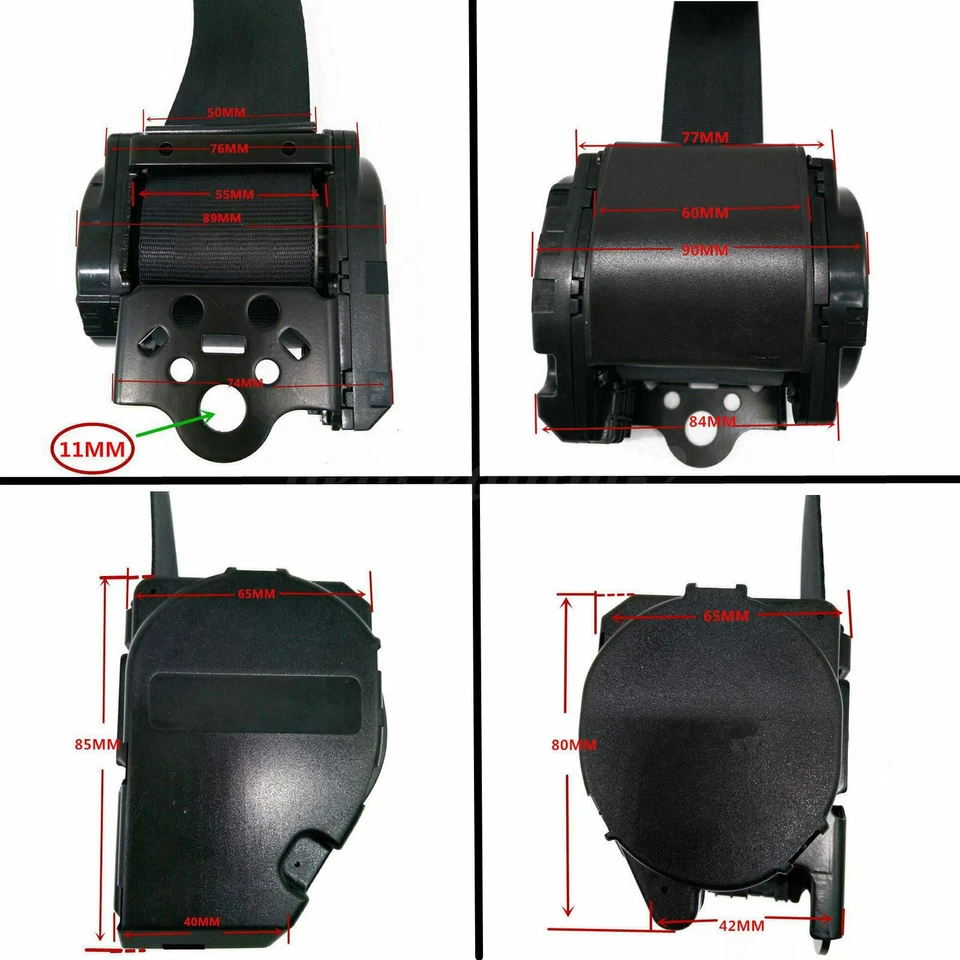 2Set Retractable 3 Point Safety Seat Belt Straps Car Vehicle Adjustable Belt Set Foto 4 de 4