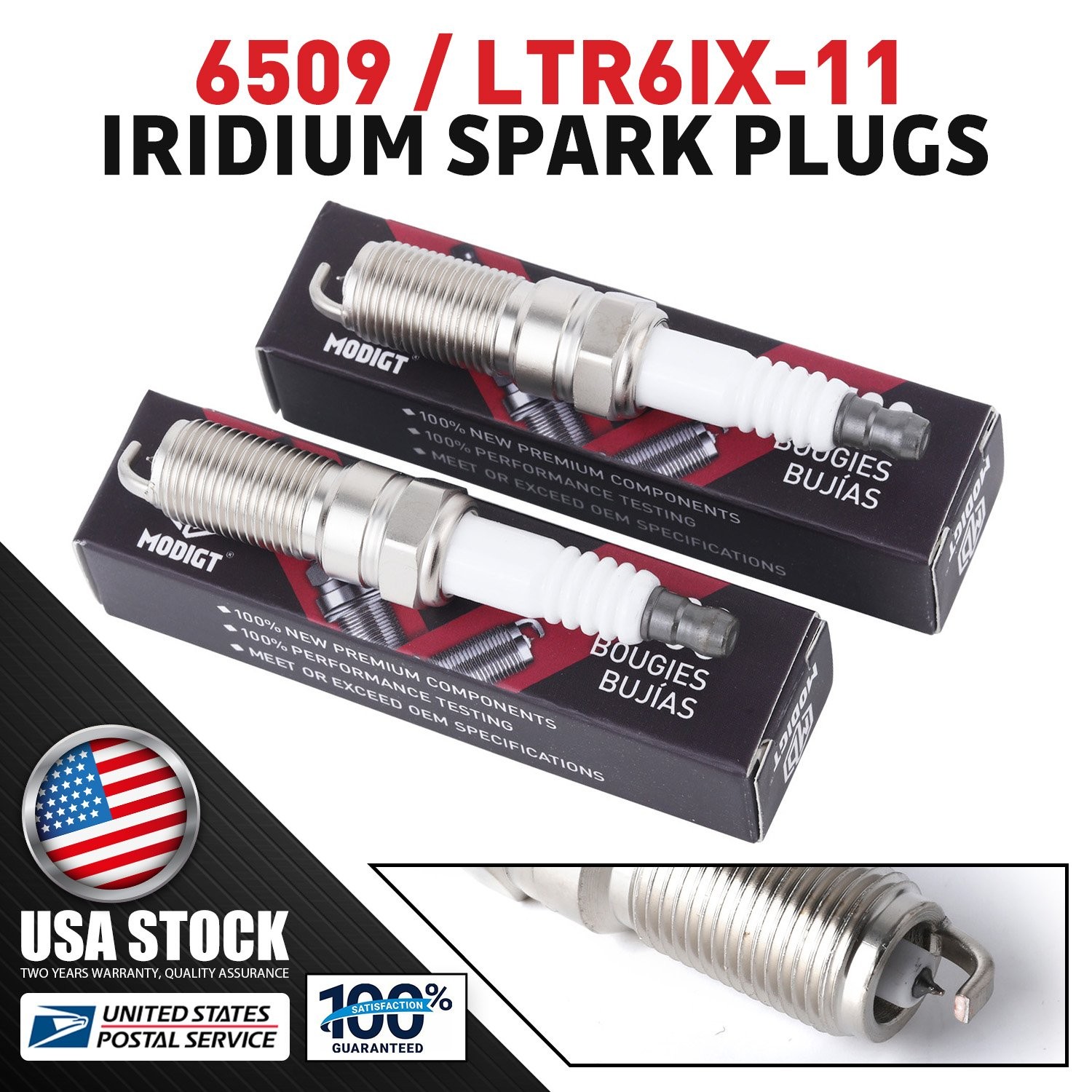 2 For NGK 6509/LTR6IX-11 Enhanced Laser Iridium Spark Plugs For Cadillac Chevy