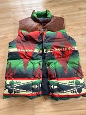 Polo's Ralph Lauren Native Southwestern Wool Leather Down Vest Size SS Used