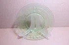 VINTAGE HOCKING GLASS COMPANY, BLOCK OPTIC GREEN GLASS 8-1/4" SALAD PLATE