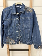 Denim Women's Jeans Jacket Sz Medium Embroidered Sequins