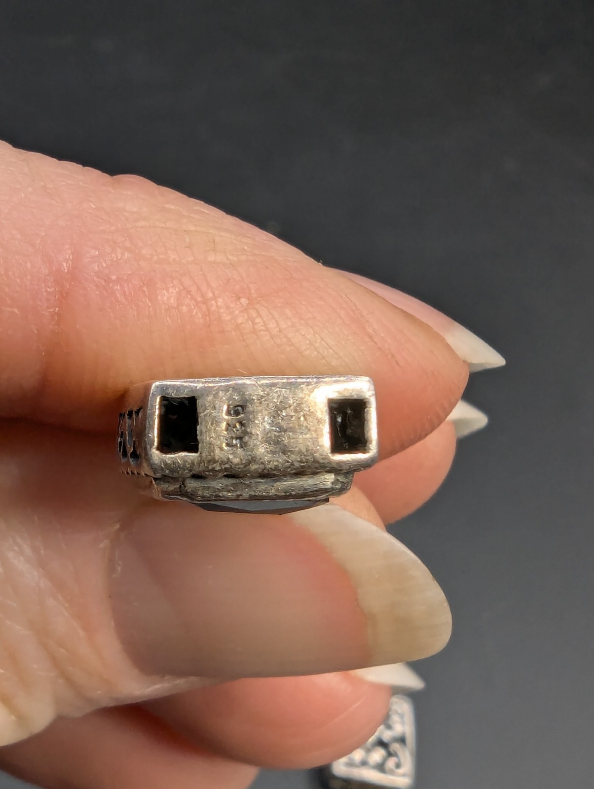 925 Sterling Silver Rectangular Red Garnet Floral… - image 4