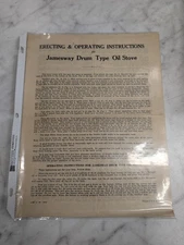 JAMESWAY DRUM TYPE OIL STOVE OPERATING SETUP INSTRUCTION SERVICE MANUAL