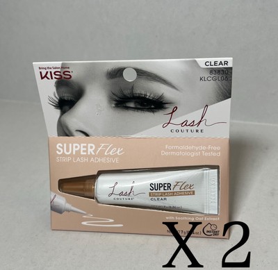 Lot of 2 Kiss Lash Couture Premium Oat Strip Lash Adhesive- CLEAR