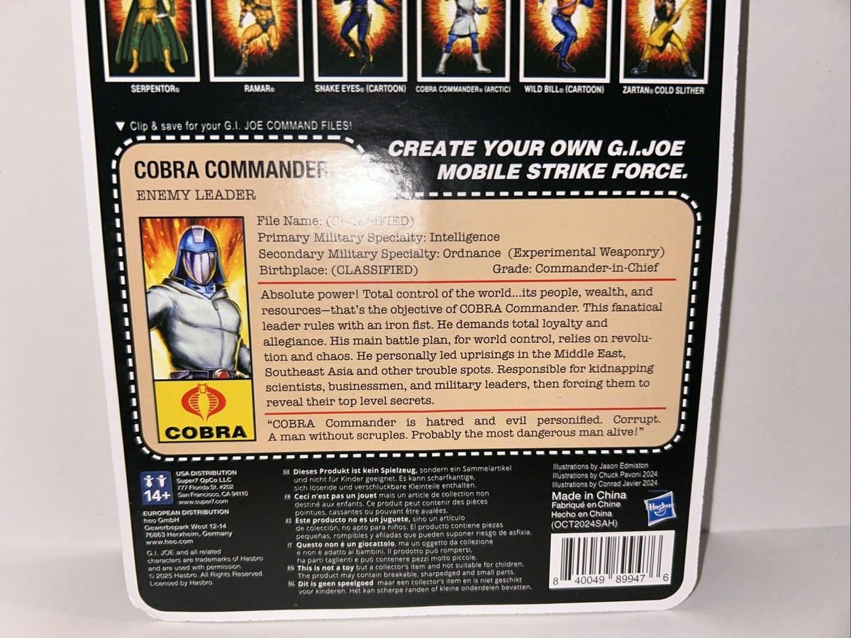 Gi Joe Cobra Commander Arctic - Super7 O-Ring ReAction Edition (Neuf)