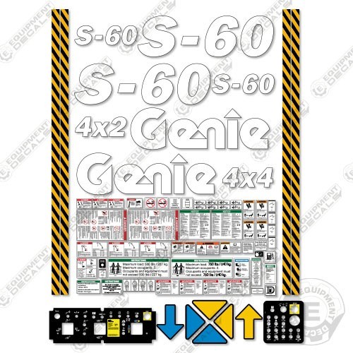 Fits Genie S60 Boom Lift Decal Kit (SN: 09154-21000) - 7 YEAR 3M VINYL!