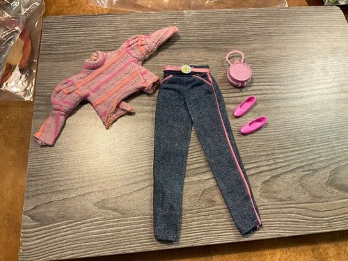 Vintage Mattel  Barbie Top Shirt Jeans Pants Shoes Purse Set Lot