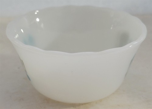 Vintage MCM Royal China Blue Heaven Weiß Milchglas Auflaufförmchen Pudding Dessert Tasse - Bild 4 von 7