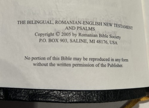 NKJV Romanian - English Bilingual New Testament and Psalms - Noul Testament - Picture 5 of 13