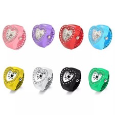 Women Men Heart Rhinestone Finger Ring Watches Elastic Band Quartz Analog Watch