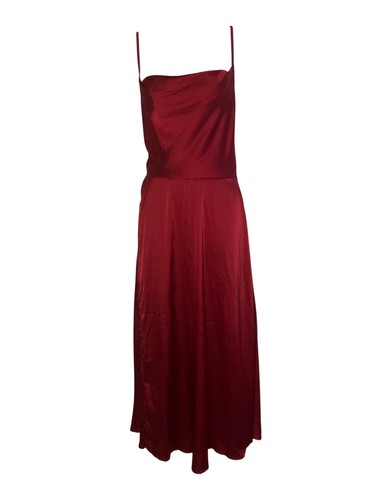 Shein Red Satin Backless Spaghetti Strap Maxi Dress With High Slit party prom - Picture 7 of 10