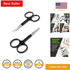Premium Facial Hair Grooming Scissors - Rounded Safety Tip - Black - Versatile