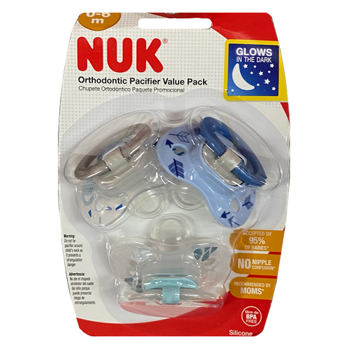 NUK Orthodontic Glows in The Dark Pacifiers 0 - 6m Value Pack - Picture 1 of 7