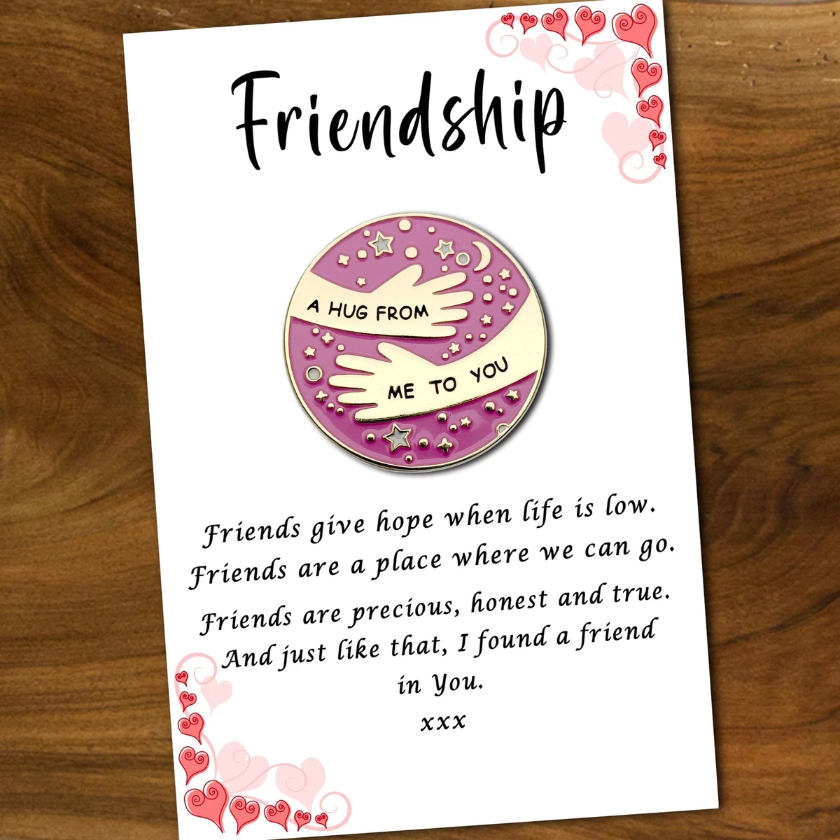 Pink Friendship Hug Brooch Badges friend gifts Best friend gift
