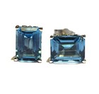 14k white gold emerald cut blue topaz gemstone stud earrings 1.9g unique — photo 3