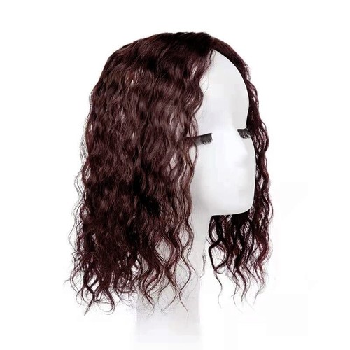 Seamles Curly Wavy 100% Remy Human Hair Topper Cover Loss Hair Top Piece Wiglet - Picture 14 of 18