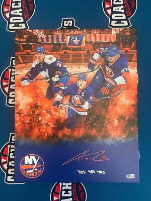 Anders Lee Autographed 16x20 Custom Canvas with YES YES YES Insc (Beckett)
