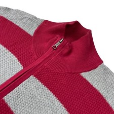 NEW Brooks Brothers Men  s 1/4 Zip Knit Sweater Gray/Burgundy Stripe   Large