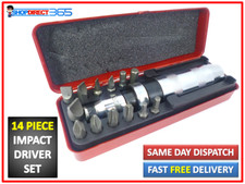 14PC 1/2" DRIVE IMPACT HAND SCREW DRIVER SET Pozi/Phillips Hex Flat + CASE 15-6