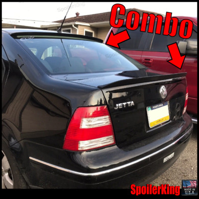 SpoilerKing Rear Roof Spoiler & Trunk Wing Combo 284R/284G Fits VW Jetta 1999-04