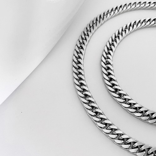 Pulseras collar hip hop cadena plata acero titanio 18-24" para mujer y hombre - Imagen 5 de 12