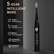 Jianpai Adult Black White Classic Acoustic Electric Toothbrush Adult 5-gear Mode
