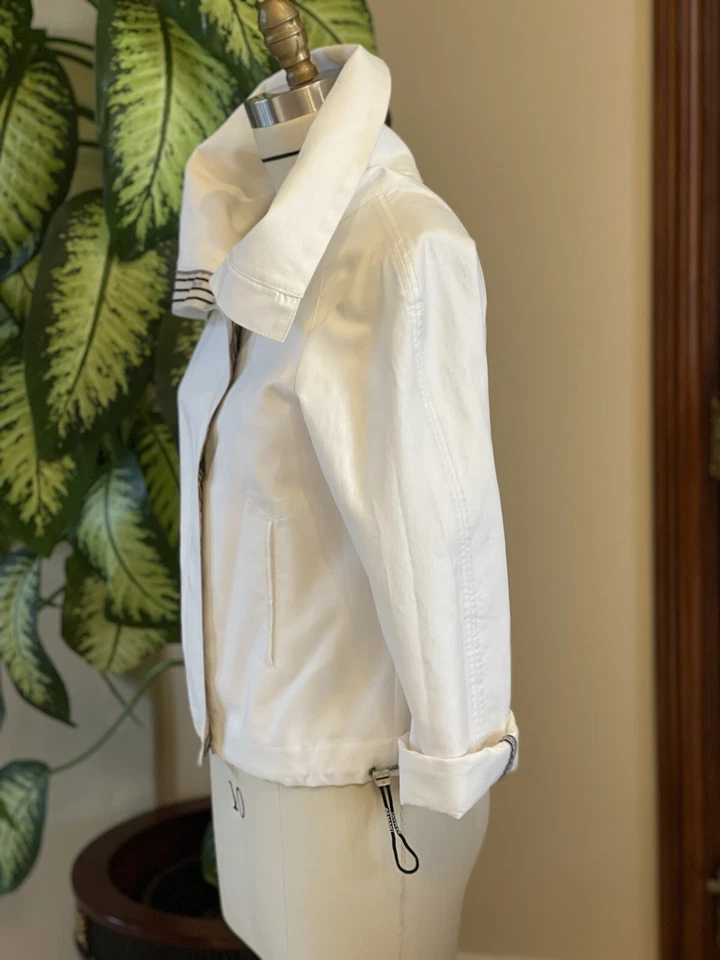 Y2K 90s ARMANI COLLEZIONI Sport Beach Sailing Windbreaker Jacket Navy Logo sz 8 - Image 4 of 4