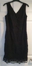 NEXT BLACK FLORAL LACE SHORT MINI V-NECK FITTED SHIFT DRESS SIZE 10