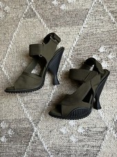 Prada Green Twill Sandals 35.5 Runway