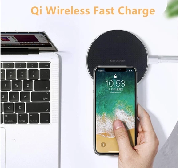 10W Metal Qi Wireless Charger Fast Charging Mat For iPhone XS Max Samsung S10 S9 - Image 2 of 4