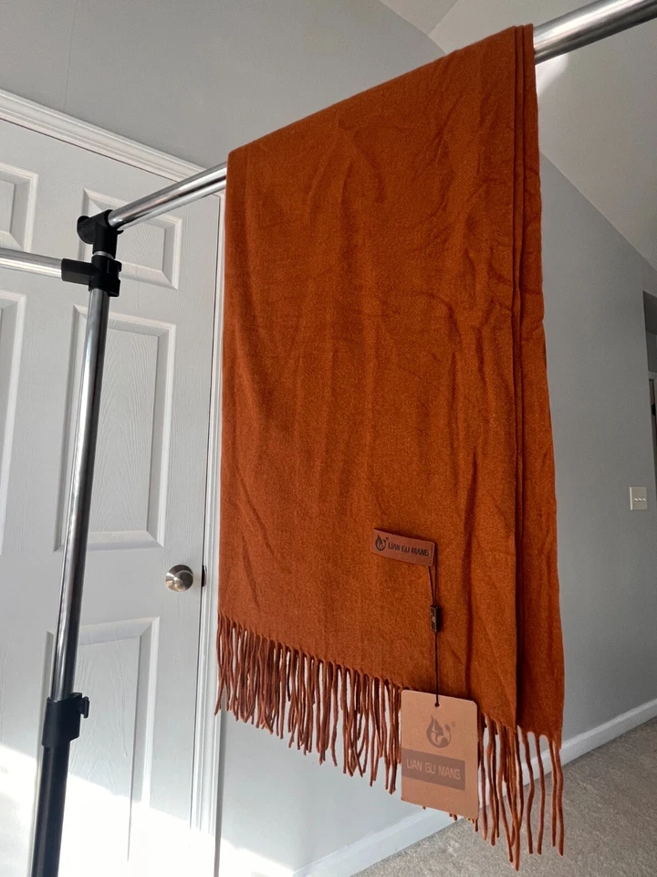 Bufanda tipo cachemir de lujo extra grande para mujer y hombre chal pashmina marrón Foto 2 de 4