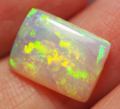 Bright Flash Australian Andamooka Crystal Solid Opal 3.43 ct Green Orange Blue