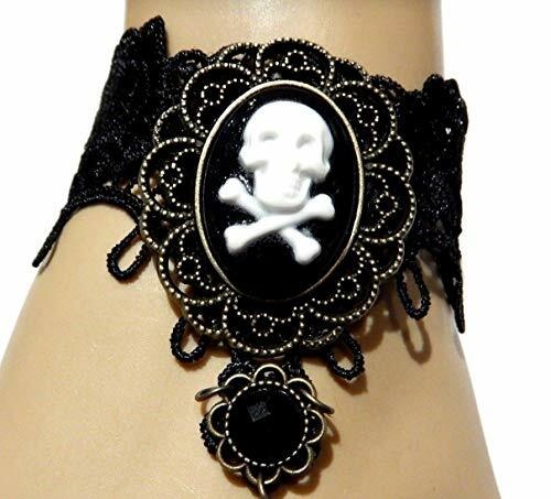 PUÑO DE ENCAJE PIRATA bronce negro jolly roger calavera ajustable anillo de pulsera gótico R5 - Imagen 3 de 5