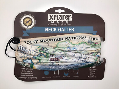 Explorer Maps Rocky Mountain National Park Neck Gaiter Face Mask Hiking Summer