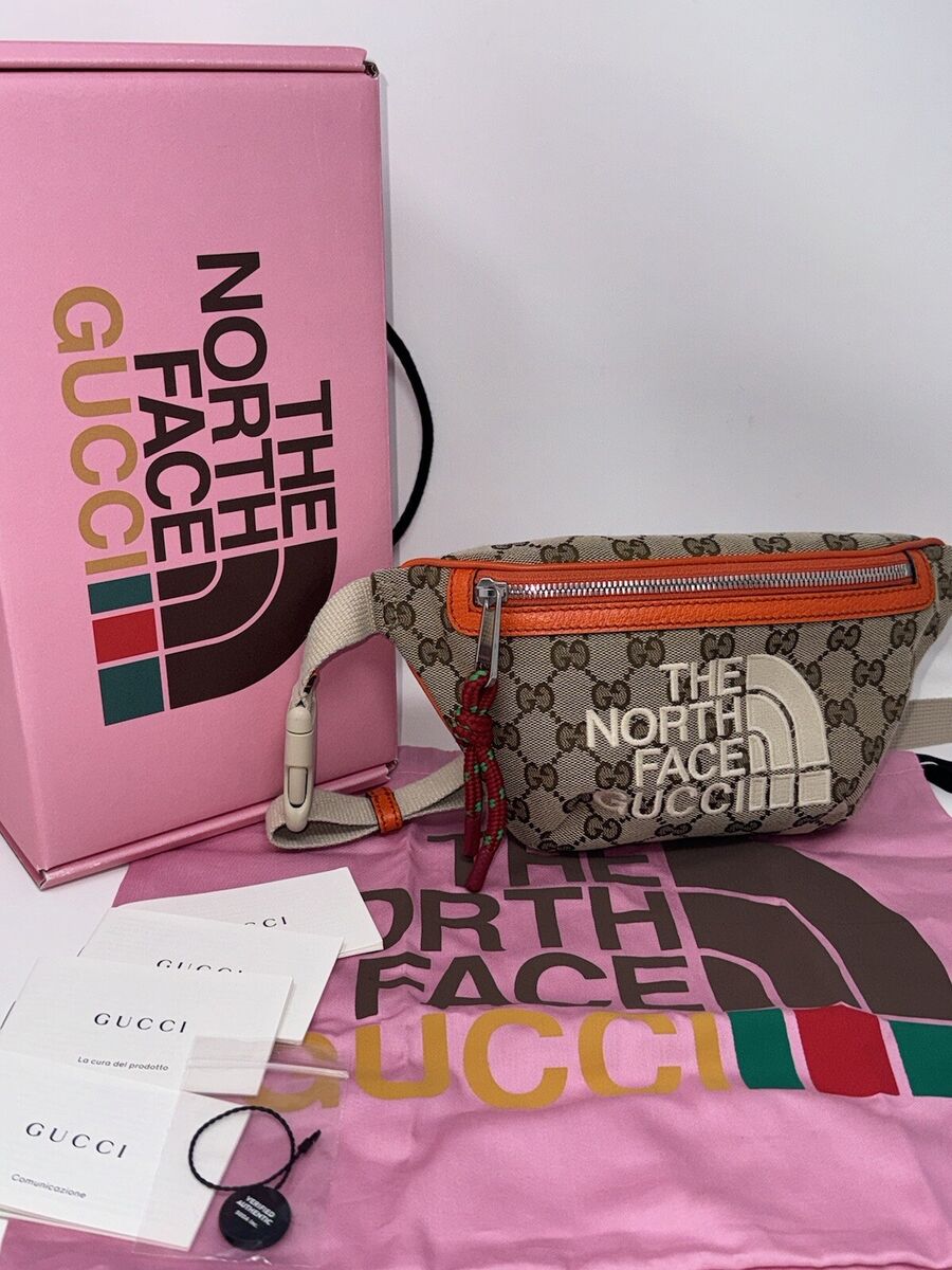 GUCCI X North Face Canvas Waist Belt Bag Beige Orange EUC | eBay GUCCI X North Face Canvas Waist Belt Bag Beige Orange EUC | eBay