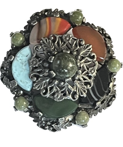 Vintage 1960s Celtic Gemstone Brooch by Miracle Jewelers