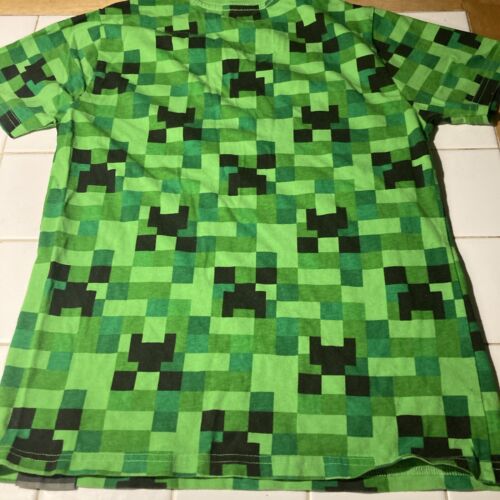 Mojang Studios Minecraft LOGO T Shirt Boys LARGE Green/black Official MINECRAFT - Picture 3 of 5
