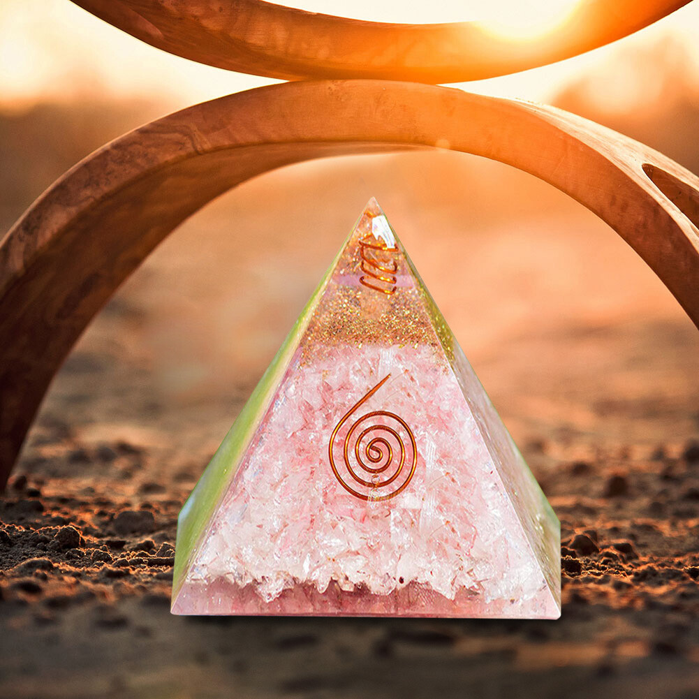 Pink Crystal Pyramid Meditation Healing Home Office Art Decoration