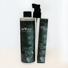 Wen BUNDLE Chaz Botanical Hair & Scalp Tonic 8oz + Pump & Brow Enhancing Serum