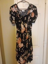 Missky-Floral Dress- Black-M