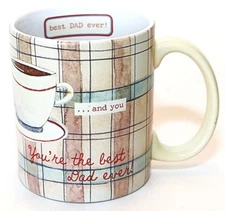 Gift For Dad Mug Lang Co Best Dad Coffee Mug Plaid Fathers Day Ceramic VTG