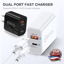 20W USB-C PD Fast Wall Charger Type C Cable For iPhone 15 Pro Max Plus Samsung