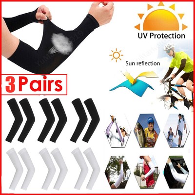 3 Paar Ärmel UV Schutz Sonnencreme Armlinge Arm Sleeves Sportschutz Kompression