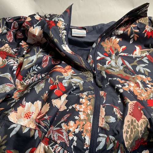 Columbia sportswear Company rain jacket navy with floral/ Birds Size L Ladies - Picture 4 of 14
