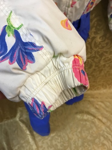 Obermeyer Ski Suit floral blue Snowsuit Juniors 12 full zip hood belt small lady - Picture 13 of 14