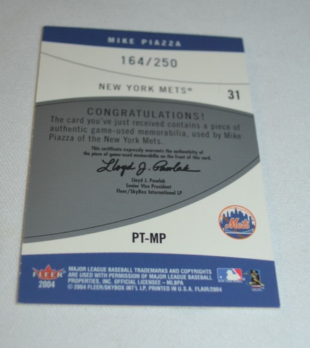Fleer Flair 2004 - Mike Piazza Mets juego de herramientas eléctricas usado bate PT-MP 164/250 - Imagen 4 de 6