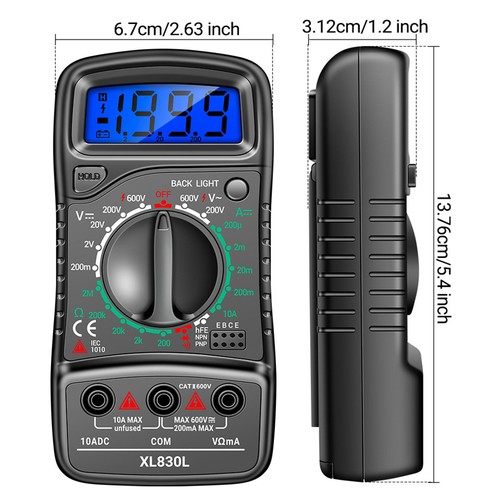 LCD Digital Multimeter Voltmeter Ammeter Ohmmeter Volt AC DC Diode Tester Meter - Imagen 3 de 13